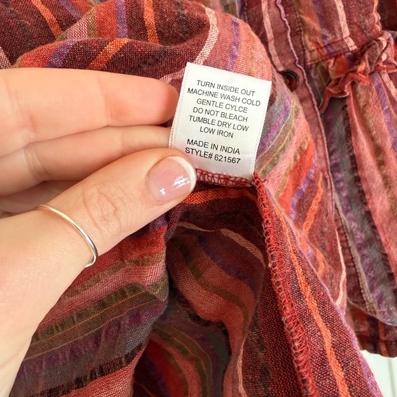 Ivy Jane Women’s Multi Striped Tier Top Feminine Flowy Button Up Back Size Large - Picture 6 of 6